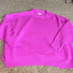 She + Sky Bright Magenta Crewneck Sweater Small